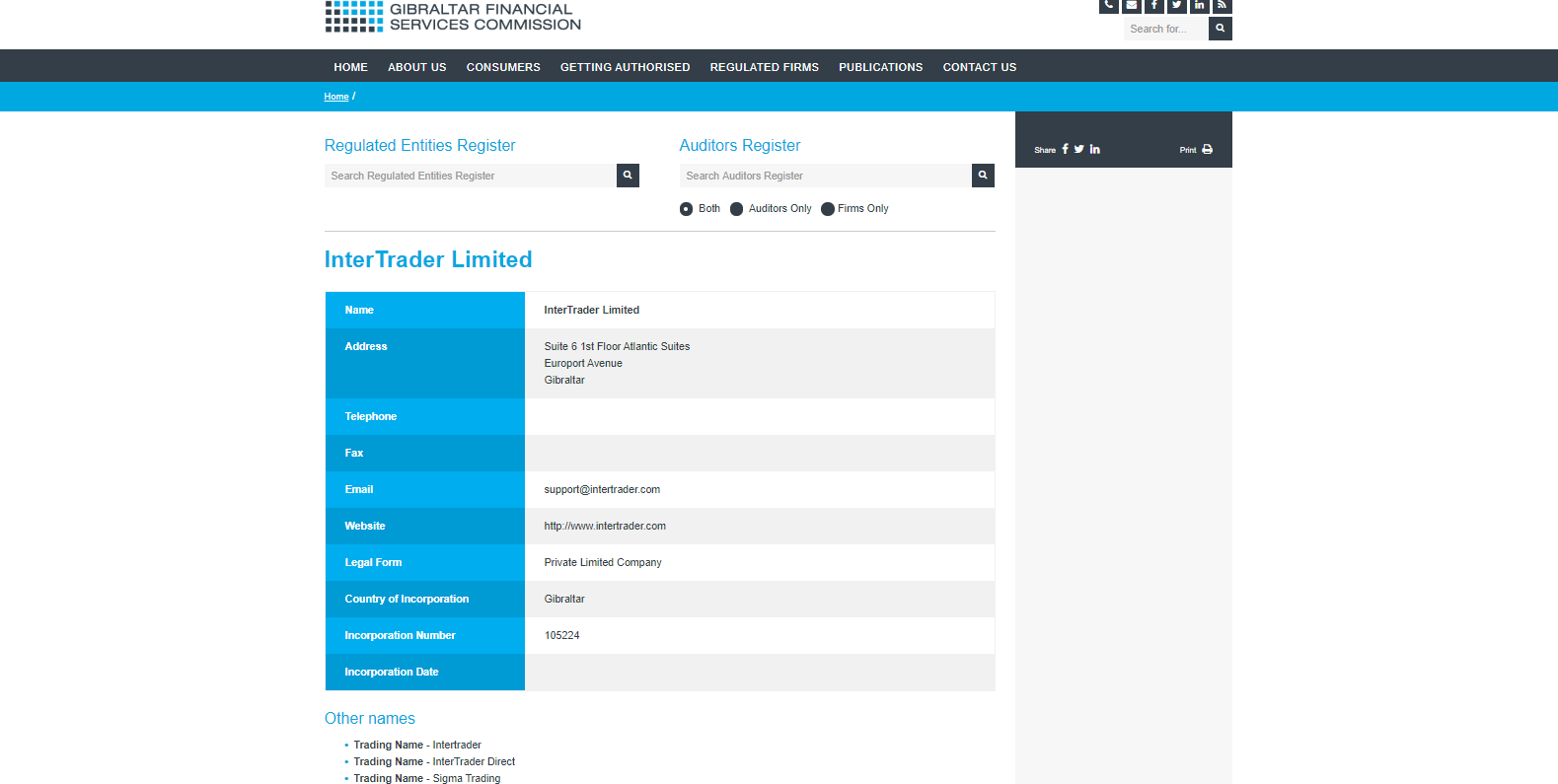 Intertrader regulation